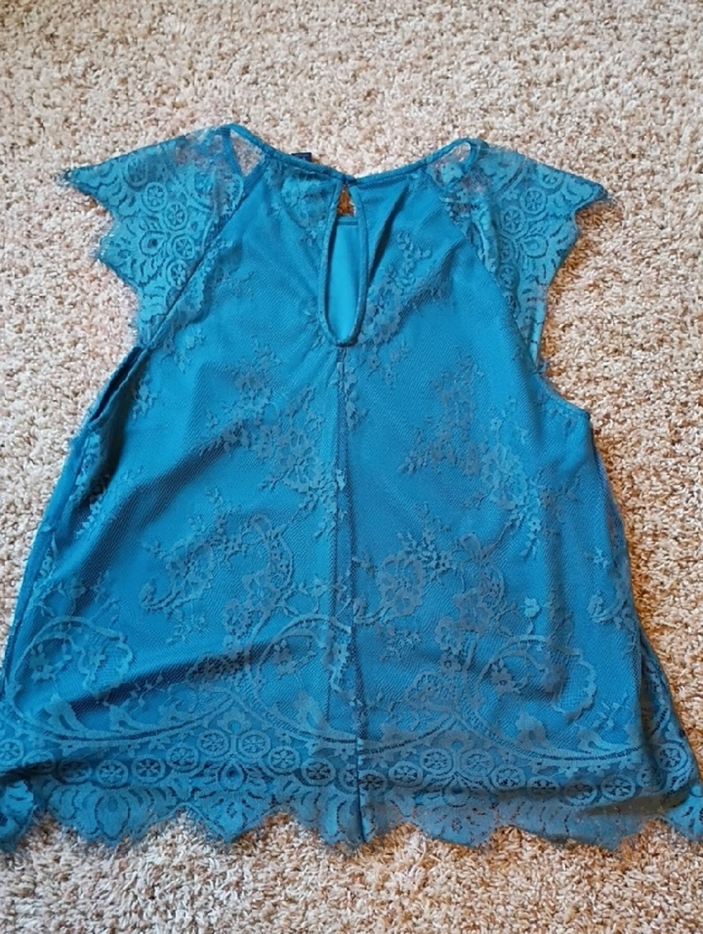 Daytrip Teal Lace Flutter-Sleeve Camisole - Picture 7 of 7